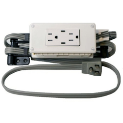 Low Profile Electrical Charging Outletfor Drawers with 2 AC, 2 USB-C, 15 Amps, White