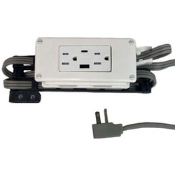 Low Profile Electrical Charging Outlet for Drawers with 2 AC, 1 USB-A, 1 USB-C, 15 Amps, White