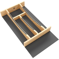 10-1/4" W x 19-1/2" D x 2-5/16" H Craftsman Collection Solid Maple Cutlery Drawer Insert with Black Accents, Light Brown