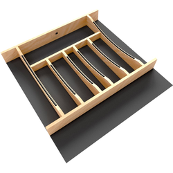19-1/4" W x 19-1/2" D x 2-5/16" H Craftsman Collection Solid Maple Cutlery Drawer Insert with Black Accents, Light Brown