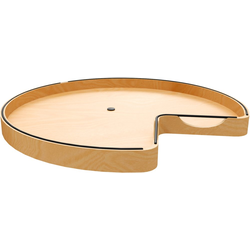 28" W x 26" D x 2-7/8" H 28" Craftsman Collection Solid Maple Kidney-Shaped Lazy Susan for Corner Base Cabinets with Swivel Bearing and Black Accents, Glossy Light Brown