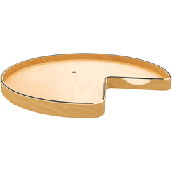 32" W x 29-7/16" D x 2-7/8" H Craftsman Collection Solid Maple Kidney-Shaped Lazy Susan for Corner Base Cabinets with Swivel Bearing and Black Accents, Glossy Light Brown