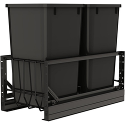 22% OFF Aluminum Double 27 Quart Pullout Waste Container for 12" Cabinet Opening Width including Blum Soft-Close Slides, Anodized Black