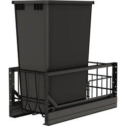 Aluminum Single 50 Quart Pullout Waste Container for 11" Cabinet Opening Width including Blum Soft-Close Slides, Anodized Black