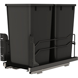 Steel Double 27 Quart Bottom Mount Pullout Waste Container for 11-1/2" Cabinet Opening Width including Blum Soft-Close Slides, Matte Black