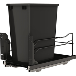 Steel Double 35 Quart Bottom Mount Pullout Waste Container for 11-1/4" Cabinet Opening Width including Blum Soft-Close Slides, Matte Black