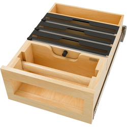 21-3/4" Width Natural Maple Paper Towel and Foil Wrap Tiered Drawer System for 15" Cabinet Opening Width including Blum Soft-Slose Slides