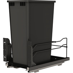 Steel Single 50 Quart Bottom Mount Pullout Waste Container for 11-1/4" Cabinet Opening Width, including Blum Soft-Close Slides, Matte Black