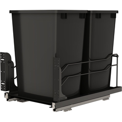22% OFF Steel Double 35 Quart Bottom Mount Pullout Waste Container for 14-1/2" Cabinet Opening Width including Blum Soft-Close Slides, Matte Black