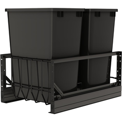 22% OFF Aluminum Double 35 Quart Pullout Waste Container for 15" Cabinet Opening Width including Blum Soft-Close Slides, Anodized Black