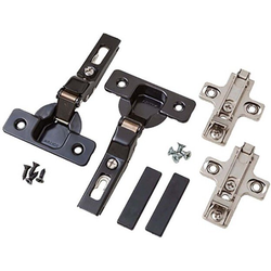 Knape and Vogt Soft-Close Partial Overlay (3/8") Pocket Door Hinge Kit including 2 Hinges, Cover Caps, Mounting Plates, and Screws, 40mm Bore, Titanium Color
