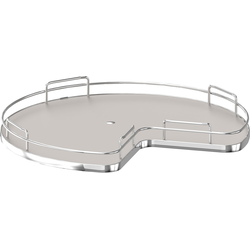 28" Diameter Solid Surface Single Shelf Kidney-Shaped Lazy Susan for Corner Base Cabinet with Swivel Bearing, Matte Gray