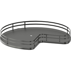 28" Diameter Solid Surface Single Shelf Bottom Kidney-Shaped Lazy Susan for Corner Base Cabinet with Swivel Bearing, Orion Gray