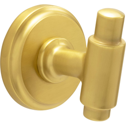 Piper 2-1/8" Length x 2" Width Brushed Golden Brass Robe Single Hook , 2-3/16" Projection
