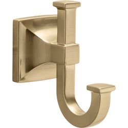 Studio 3-3/8" Length x 2" Width Champagne Bronze Robe Double Hook , 3-1/4" Projection