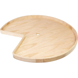 Hafele Elemental 28" Diameter Kidney Shape Pole-Mounted 2-Shelf Lazy Susan, Adjustable Height, Independently Rotating, Pack of 2, Rubberwood