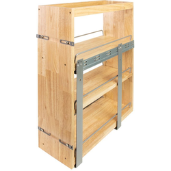 Hafele Elemental Bottom-Mounted Base Pull Out for Minimum Frameless Cabinet Opening: 10-1/2" Width x 26-3/4" Height x 21-1/2" Depth, Undermount Soft Close Slides Included, Rubberwood