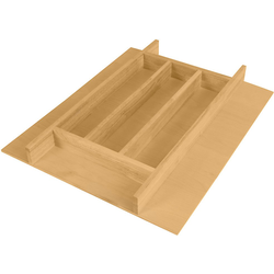 Hafele Utensil and Cutlery Trimmable Insert Drawer Divider 16-1/4" Width x 19-3/4" Depth x 2" Height, Clear Coat Rubberwood/Birch Plywood