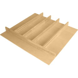 Hafele Utensil and Cutlery Insert Drawer Divider 20-7/8" Width x 19.5" Depth x 2-1/4" Height, Clear Coat Rubberwood/Birch Plywood 