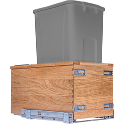 Alina Soft Close Bottom Mount 34 Quart Single Pullout Waste Container, Minimum Cabinet Opening: 12" Width x 21-3/4" Depth x 19-7/8" Height, White Oak / Gray