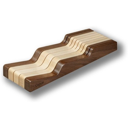 Walnut Creek Wave 15 Slot Knife Block Insert, Minimum Cabinet Opening: 9-3/8" Width x 16-7/8 Depth x 2-1/8" Height, Maple with Walnut Accents