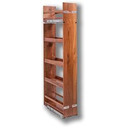 Riviera 10-3/8" Width 5 Shelf Soft Close Tall Pantry Cabinet Organizer with 3 Adjustable Shelves, Blum Movento Slides, Min Cabinet Opening: 10-1/2" Width x, 21-3/4" Depth x, 59-1/4" Height, Walnut