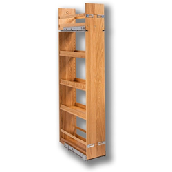 Alina 7-3/8" Width 5 Shelf Soft Close Tall Pantry Cabinet Organizer with 3 Adjustable Shelves, Blum Movento Slides, Min Cabinet Opening: 7-1/2" Width x, 21-3/4" Depth x, 59-1/4" Height, White Oak