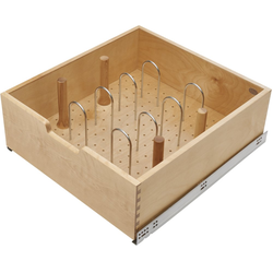 24 Inch Width Wood Pilaster Accessory Drawer, Light Brown