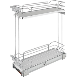 6-1/2 Inch Width Solid Surface Two-Tier Soft-Close Pullout Organizers for 9 Inch Width Cabinet Opening, Gray