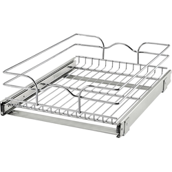15 Inch Width x 20 Inch Depth Single-Tier Bottom Mount Pullout Steel Wire Organizer, Silver
