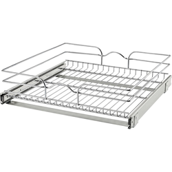 21 Inch Width x 20 Inch Depth Single-Tier Bottom Mount Pullout Steel Wire Organizer, Silver