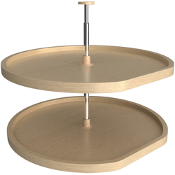 22% OFF 32 Inch Diameter D-Shape Banded Wood 2-Shelf Lazy Susans for Corner Base Cabinets, Light Brown