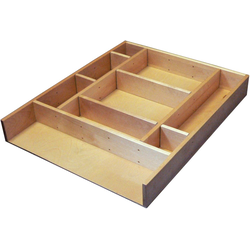 Customizable Drop-In Cutlery Drawer Organizer for 21 Inch Base Cabinet Drawers, Light Brown