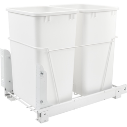 36 Quart Double Door Wire Bottom Mount Pull-Out Waste Container Full Extension, White