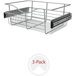 37% OFF 18 Inch Width x 12 Inch Depth x 7 Inch Height Closet Basket for Custom Closet Systems, 3 Pack, Chrome