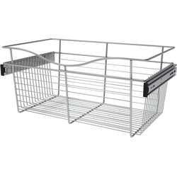 24 Inch Width x 14 Inch Depth x 11 Inch Height Closet Basket for Custom Closet Systems, 3 Pack, Chrome