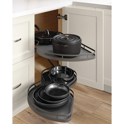 Lemans II Series 45 Blind Corner Organizer, Blind Right, Includes Two-15" Trays, Post, and Soft Close, Min. Face Frame Opening 16-1/2" W x 21-1/2" H, Anthracite/Anthracite