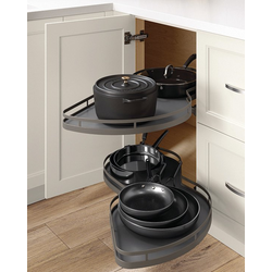Lemans II Series 45 Blind Corner Organizer, Blind Left, Includes Two-15" Trays, Post, and Soft Close, Min. Face Frame Opening 16-1/2" W x 21-1/2" H, Anthracite/Anthracite