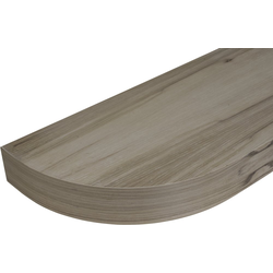 Floating Wood Shelf with 8-1/2" Radius Curved Edge and Concealed Wall Mount Bracket, 36" Width x 10" Depth x 2-1/2" Height, Hickory