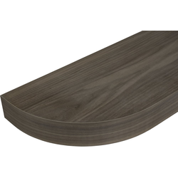 Floating Wood Shelf with 8-1/2" Radius Curved Edge and Concealed Wall Mount Bracket, 42" Width x 10" Depth x 2-1/2" Height, Walnut Hardwood