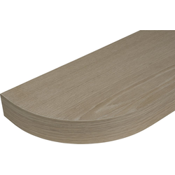 Floating Wood Shelf with 8-1/2" Radius Curved Edge and Concealed Wall Mount Bracket, 48" Width x 10" Depth x 2-1/2" Height, Rift White Oak