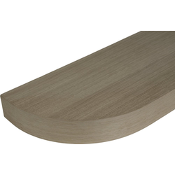 Floating Wood Shelf with 8-1/2" Radius Curved Edge and Concealed Wall Mount Bracket, 48" Width x 10" Depth x 2-1/2" Height, Red Oak