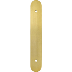 Berenson Galloway 5-1/16" (128mm) Center to Center Modern Brushed Gold Round Backplate for Pulls, 7-13/32" Length x 1-3/16" Width x 3/32" Projection