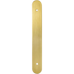 Berenson Galloway 6-5/16" (160mm) Center to Center Modern Brushed Gold Round Backplate for Pulls, 8-21/32" Length x 1-3/16" Width x 3/32" Projection
