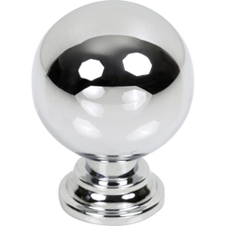 Jeffrey Alexander Davis Polished Chrome Round Cabinet Knob, 1-1/8" Diameter x 1-1/2" Projection