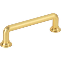 Jeffrey Alexander Davis 3-3/4" (96 mm) Center to Center Brushed Gold Cabinet Pull, 4-1/2" Length x 3/8" Width x 1-1/4" Projection