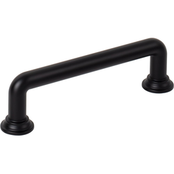 Jeffrey Alexander Davis 3-3/4" (96 mm) Center to Center Matte Black Cabinet Pull, 4-1/2" Length x 3/8" Width x 1-1/4" Projection