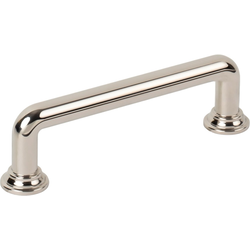 Jeffrey Alexander Davis 3-3/4" (96 mm) Center to Center Polished Nickel Cabinet Pull, 4-1/2" Length x 3/8" Width x 1-1/4" Projection