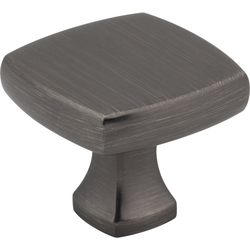 Jeffrey Alexander Griffin Brushed Pewter Square Cabinet Knob, 1-3/8" Length x 1-3/8" Width x 1-1/8" Projection