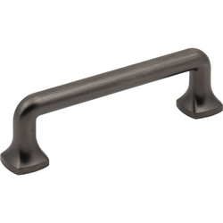 Jeffrey Alexander Griffin 3-3/4" (96 mm) Center to Center Brushed Pewter Cabinet Pull, 4-1/2" Length x 3/8" Width x 1-1/4" Projection